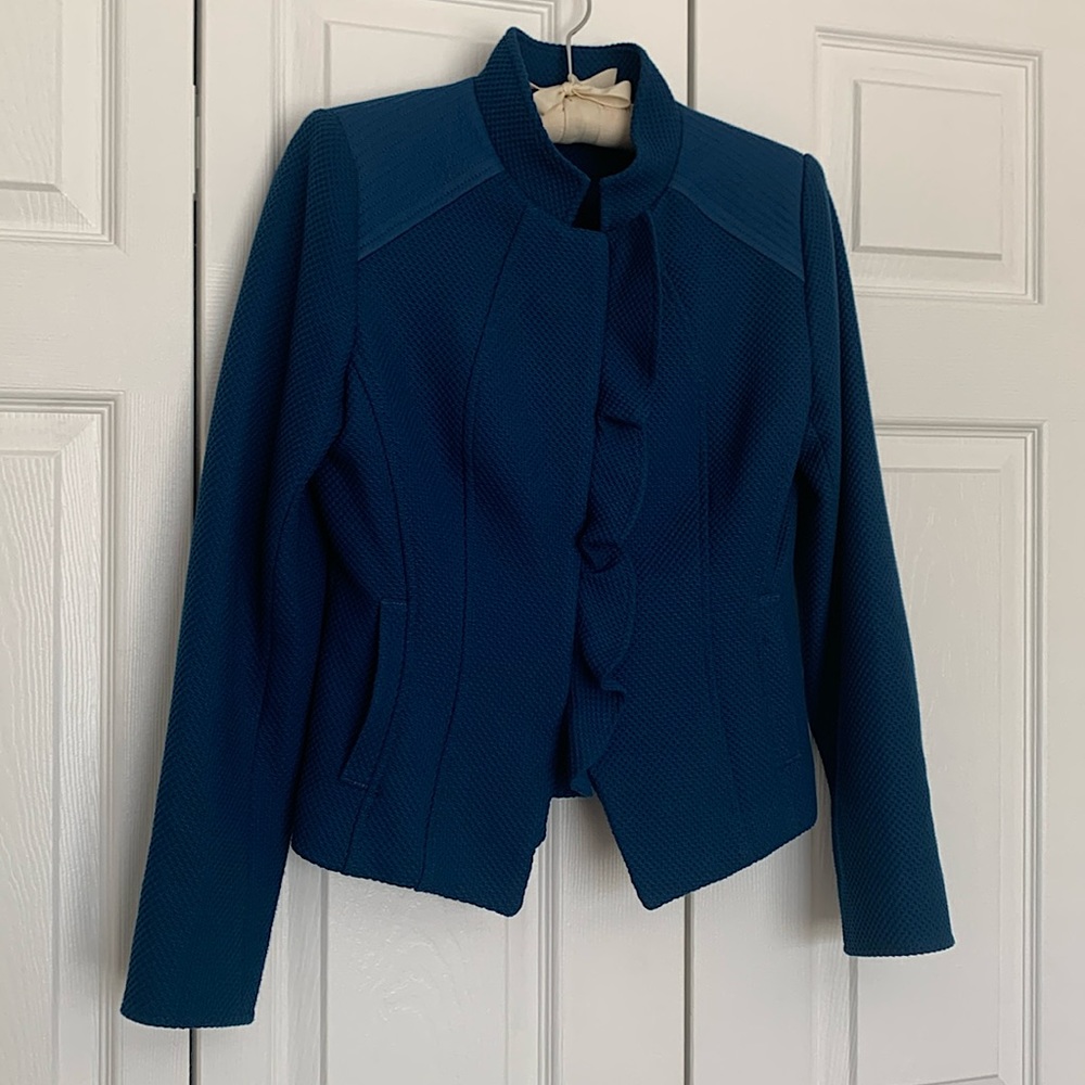 WHBM Size 4 - Gorgeous Teal Lined Moto Style Blazer